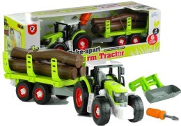 LEAN Toys Rozkręcany Traktor z Przyczepą z Drewnem 43 cm