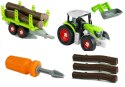 LEAN Toys Rozkręcany Traktor z Przyczepą z Drewnem 43 cm