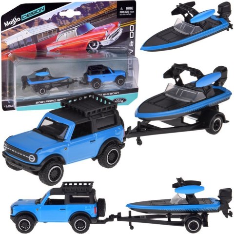 Maisto Licencjonowane Auto metalowe Ford Bronco 2021 + łódź 1:64 ZA5969