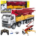 HUINA Ciężarówka Budowlana Betoniarka Z Pompą Huina Metalowa 1:18