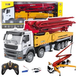 HUINA Ciężarówka Budowlana Betoniarka Z Pompą Huina Metalowa 1:18