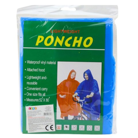 LEAN Płaszcz Peleryna Przeciwdeszczowa Wielokrotnego Użytku Niebieska 132 x 203 cm