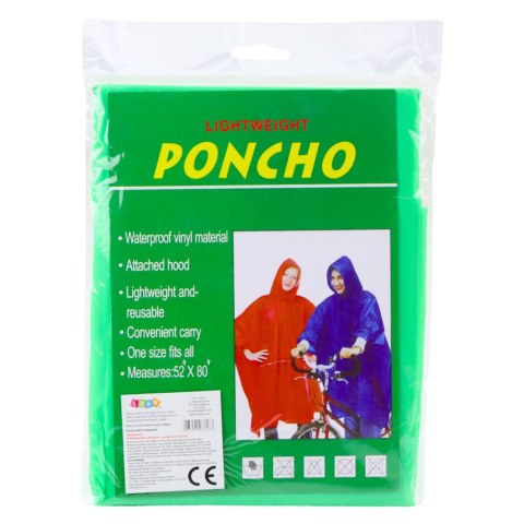 LEAN Płaszcz Peleryna Przeciwdeszczowa Wielokrotnego Użytku Zielona 132 x 203 cm