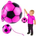 LEAN TOYS Piłka Gumowa Wzór Piłki Nożnej Uchwyt Na Sprężynę Różowa 22cm