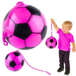 LEAN TOYS Piłka Gumowa Wzór Piłki Nożnej Uchwyt Na Sprężynę Różowa 22cm
