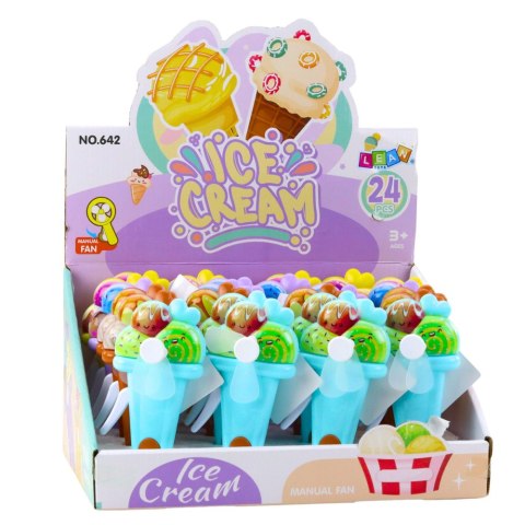 LEAN TOYS Wiatraczek Wentylator Dla Dzieci Mechaniczny Napęd Lody Mix Kolor