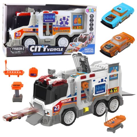 LEAN Toys Ambulans Karetka Miejska Pojazd Medyczny Napęd Światła Dźwięki