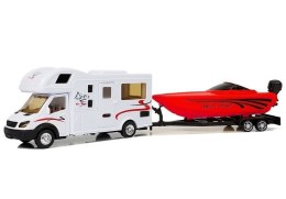 LEAN Toys Camper z Czerwoną Motorówką i Napędem Frykcyjnym 1:48