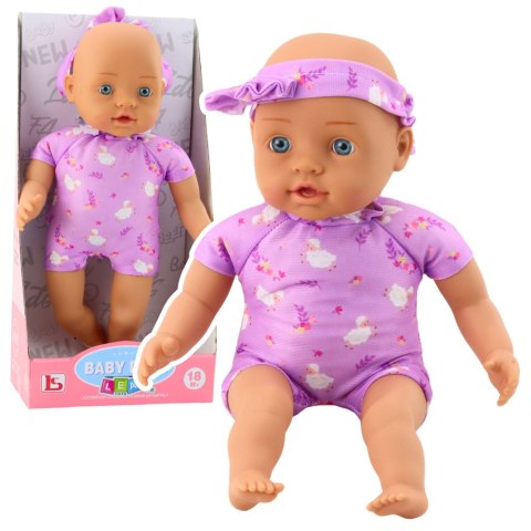 LEAN Toys Lalka Niemowlę w Fioletowym Body Miękki Brzuszek Opaska Z Kokardką 31 cm