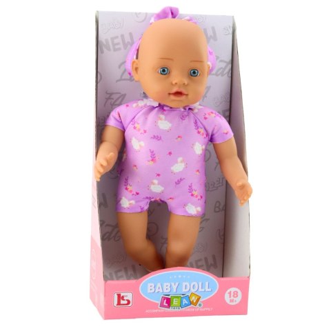 LEAN Toys Lalka Niemowlę w Fioletowym Body Miękki Brzuszek Opaska Z Kokardką 31 cm
