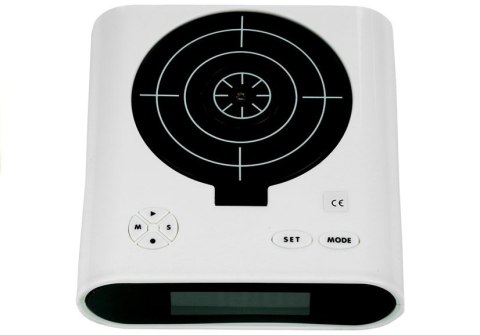 LEAN Toys Pistolet Laserowy z Tarczą Budzik Zegarek Biały