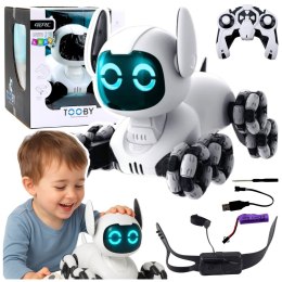 LEAN Toys Robot Pies TOOBY Zdalnie Sterowany RC 360° Światła Dźwięki Biało-Czarny