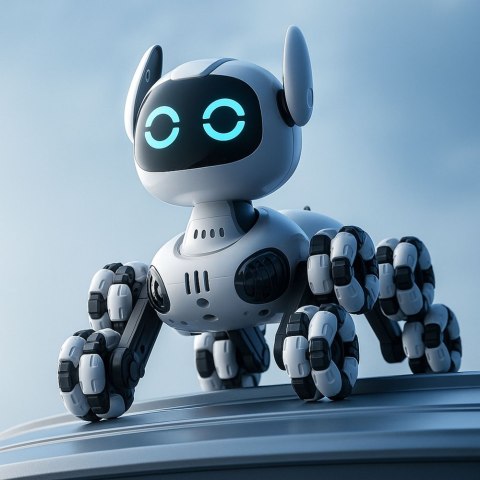 LEAN Toys Robot Pies TOOBY Zdalnie Sterowany RC 360° Światła Dźwięki Biało-Czarny