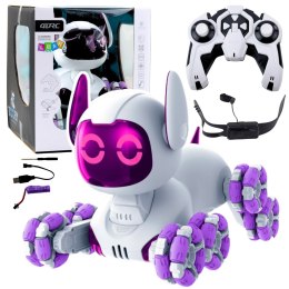 LEAN Toys Robot Pies TOOBY Zdalnie Sterowany RC 360° Światła Dźwięki Biało-Fioletowy
