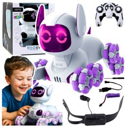 LEAN Toys Robot Pies TOOBY Zdalnie Sterowany RC 360° Światła Dźwięki Biało-Fioletowy