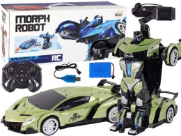 LEAN Toys Samochód- Robot Transformacja R/C 1:10 Zielony Sterowanie Gestami