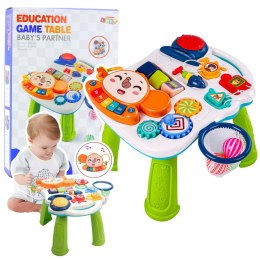LEAN Toys Stolik Interaktywny Edukacyjny Dla Malucha Światła Dźwięki Kolorowy 6w1