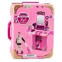 LEAN Toys Toaletka Zestaw Do Makijażu W Walizce Akcesoria 2w1 Różowa