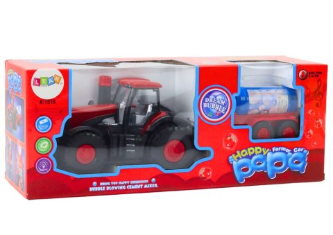 LEAN Toys Traktor Na Bańki Mydlane Przyczepa Czujnik Przeszkód Światła Dźwięki
