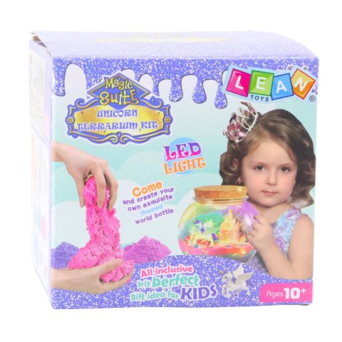 LEAN Toys Zestaw Kreatywny DIY Terrarium z Białym Jednorożcem Lampka LED Pilot