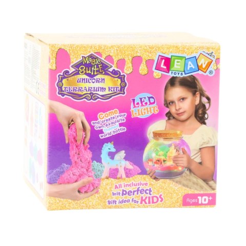 LEAN Toys Zestaw Kreatywny DIY Terrarium z Kolorowym Jednorożcem Lampka LED Pilot