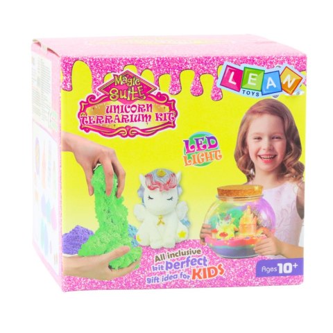 LEAN Toys Zestaw Kreatywny DIY Terrarium z Małym Jednorożcem Lampka LED Pilot