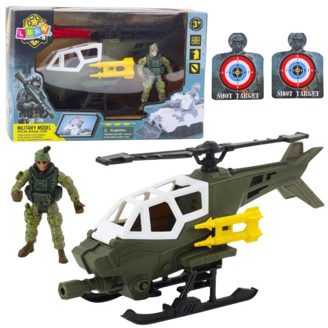 LEAN Toys Zestaw Militarny Helikopter Wojskowy Figurka Żołnierza Broń
