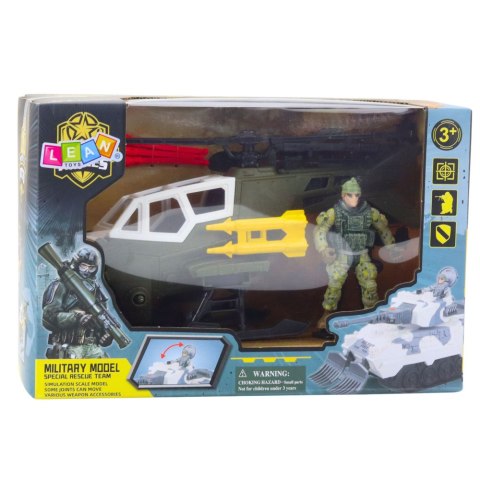 LEAN Toys Zestaw Militarny Helikopter Wojskowy Figurka Żołnierza Broń