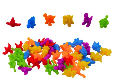 LEAN Toys Zestaw Sorter Edukacyjny Nauka Kolorów Liczenia Dinozaury 48 El