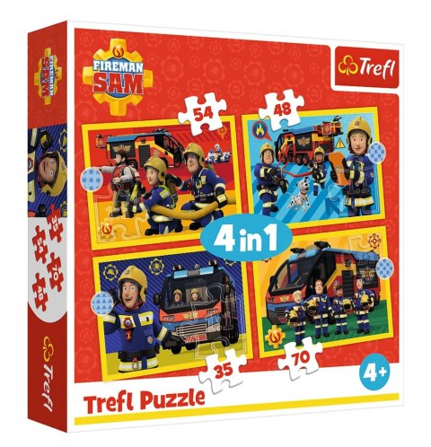 Trefl Puzzle Puzzle - 4w1 (35, 48, 54, 70) - Strażak na sygnale - Strażak Sam - Trefl 34348