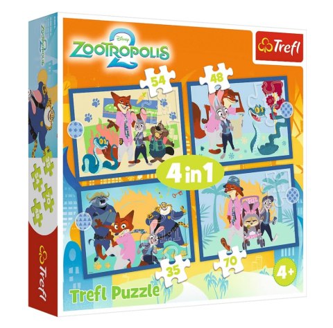 Trefl Puzzle Puzzle - 4w1 (35, 48, 54, 70) - Zootopia pełna przygód - Disney Zwierzogród 2 - Trefl 34677