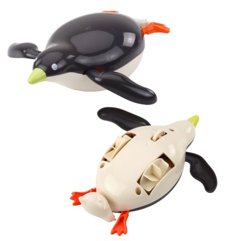 LEAN TOYS Pływający Pingwinek Nakręcany Do Kąpieli Zabawka Do Wody Szary 14,5 cm