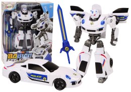 LEAN Toys Auto-Robot 2w1 Transformacja Samochód Policyjny Biały