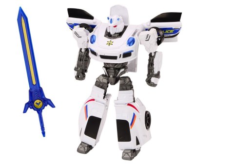 LEAN Toys Auto-Robot 2w1 Transformacja Samochód Policyjny Biały