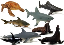 LEAN Toys Figurki Edukacyjne Morskie Zwierzęta 8 Elementów Rekiny Foka Delfin Mors Żółw