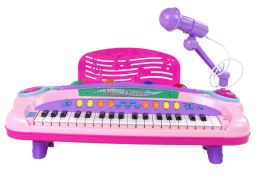 LEAN Toys Interaktywne Duże Różowe Pianino Keyboard Mikrofon MP3