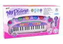 LEAN Toys Interaktywne Duże Różowe Pianino Keyboard Mikrofon MP3