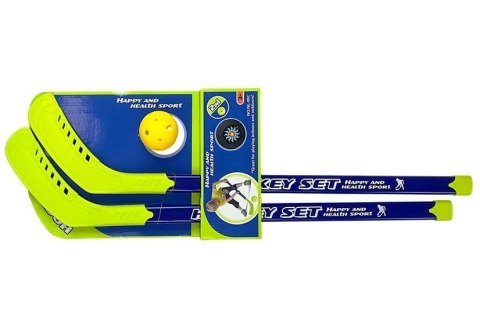 LEAN Toys Kije do Hokeja Dla Dzieci z Piłką Zestaw Unihokej Zielony