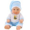 LEAN Toys Lalka Bobas W Niebieskiej Piżamce Czapeczka Ruchome Rączki Nóżki 30cm