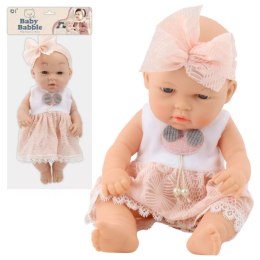 LEAN Toys Lalka Bobas W Różowej Sukience Opaska Ruchome Rączki Nóżki 30cm