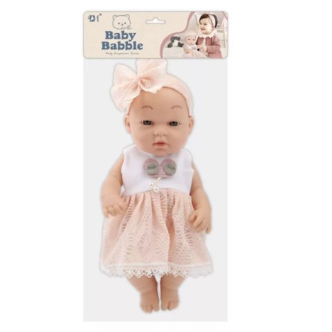 LEAN Toys Lalka Bobas W Różowej Sukience Opaska Ruchome Rączki Nóżki 30cm