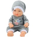 LEAN Toys Lalka Bobas W Szarej Piżamce Czapeczka Ruchome Rączki Nóżki 30cm