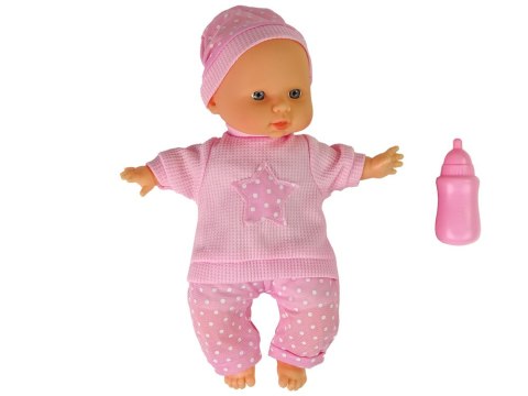 LEAN Toys Lalka Niemowlak Słodki Bobas Różowa Buteleczka Dźwięki