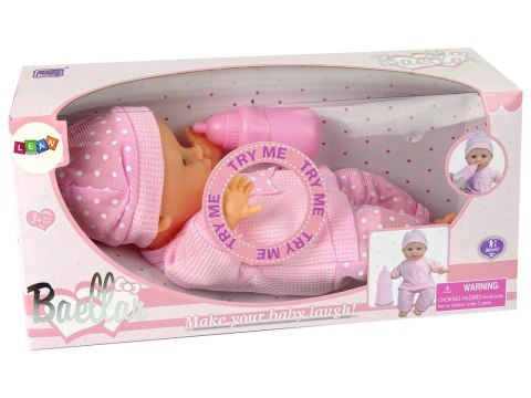 LEAN Toys Lalka Niemowlak Słodki Bobas Różowa Buteleczka Dźwięki