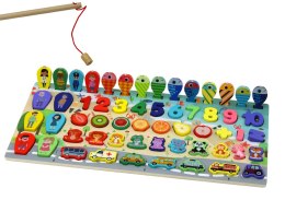 LEAN Toys Panel Edukacyjny Sorter Drewniany Tablica Układanka Kolorowa Nauka 59 ele.