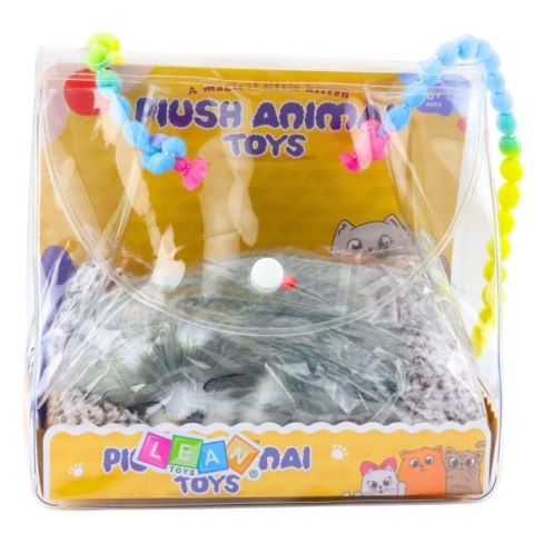 LEAN Toys Śpiący Pies Husky Na Poduszce Figurka z Futerkiem Torba Dźwięki