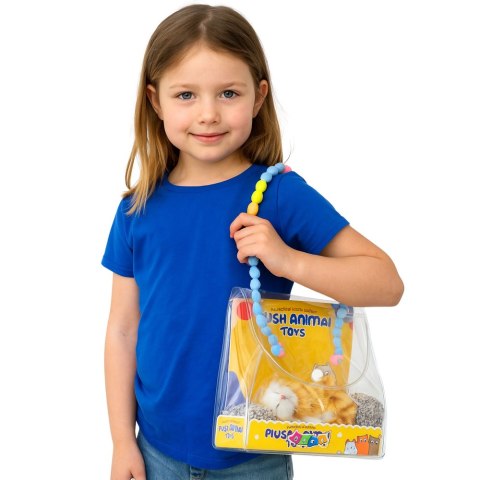 LEAN Toys Śpiący Rudy Kot Na Poduszce Figurka z Futerkiem Torba Dźwięki