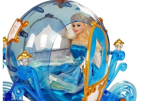 LEAN Toys Zestaw Lalka w Karocy Koń do Czesania Niebieska