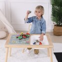 WOOPIE GREEN Drewniany Stolik Aktywności 4w1 Tablica Kredowa Pojemniki Mapa Miasta Papier Rysunkowy