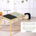WOOPIE GREEN Drewniany Stolik Aktywności 4w1 Tablica Kredowa Pojemniki Mapa Miasta Papier Rysunkowy